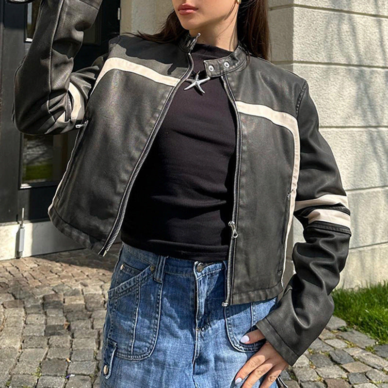 Women's Zip Leather Jacket