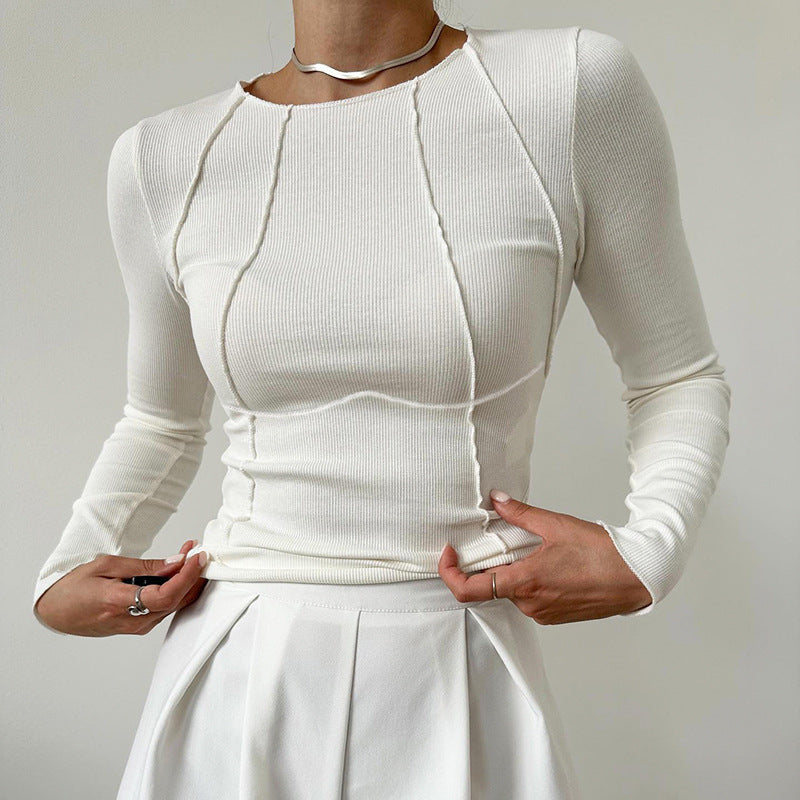 Solid Color Split Thread Knitted Top