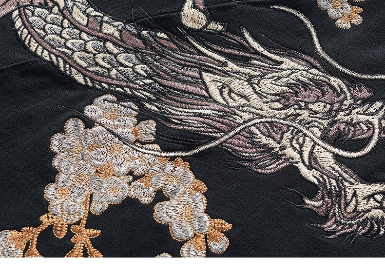 Dragon Embroidery Zipper Hoodie
