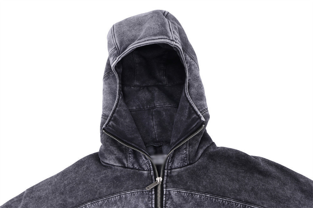 Distressed Fleece-lined Thickened Pullover Hoodie