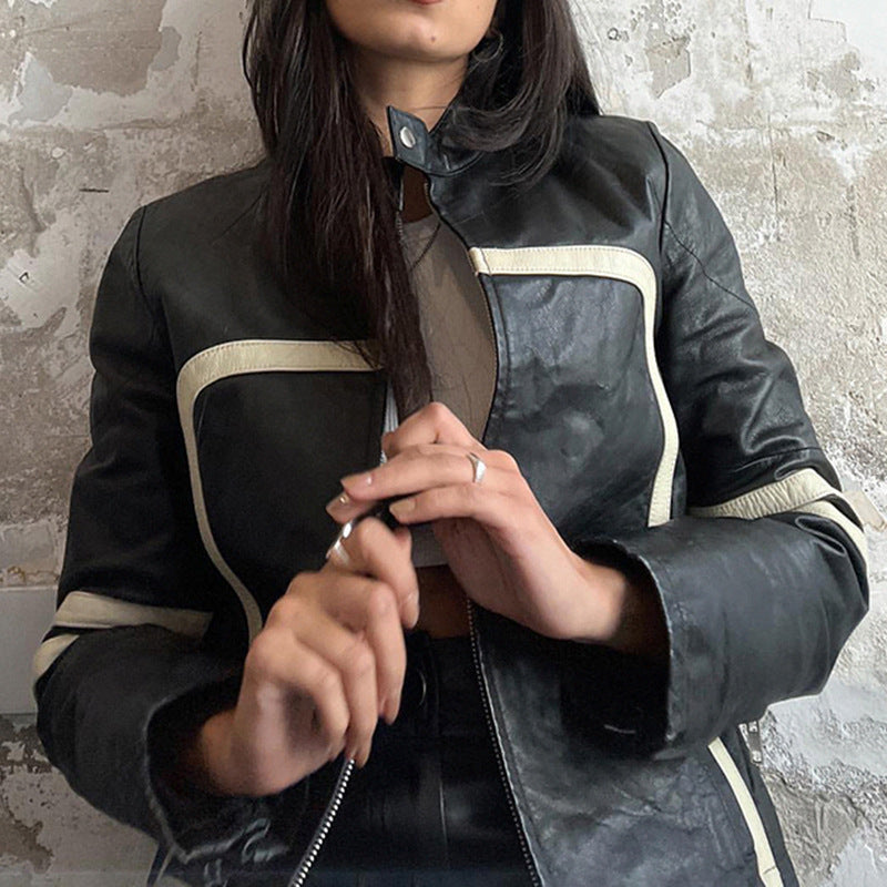 Women's Zip Leather Jacket