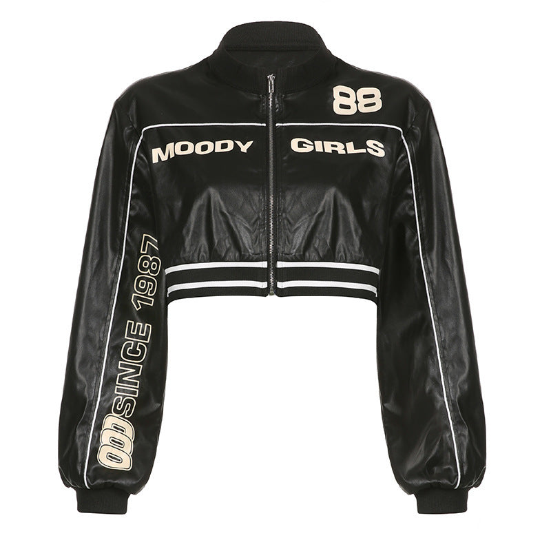 Printed Zipper Locomotive Short Jacket