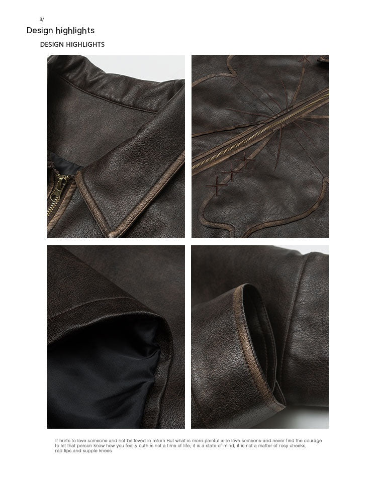 American Retro Butterfly Leather Jacket