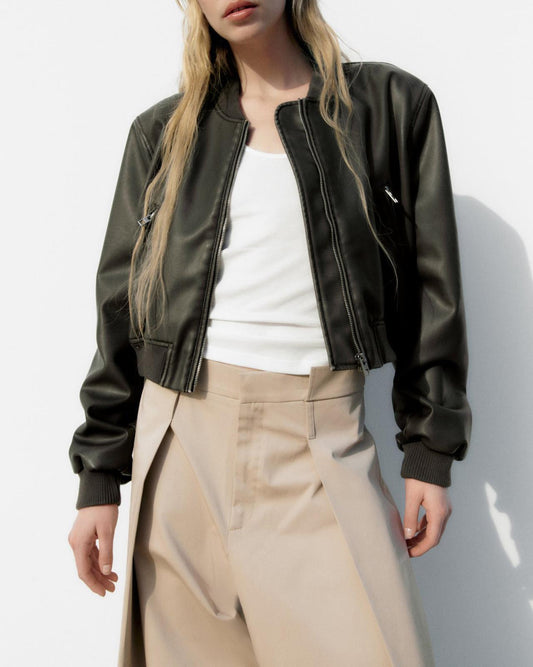 Vintage Imitation Leather Jacket