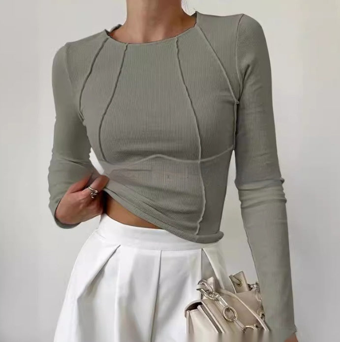 Solid Color Split Thread Knitted Top
