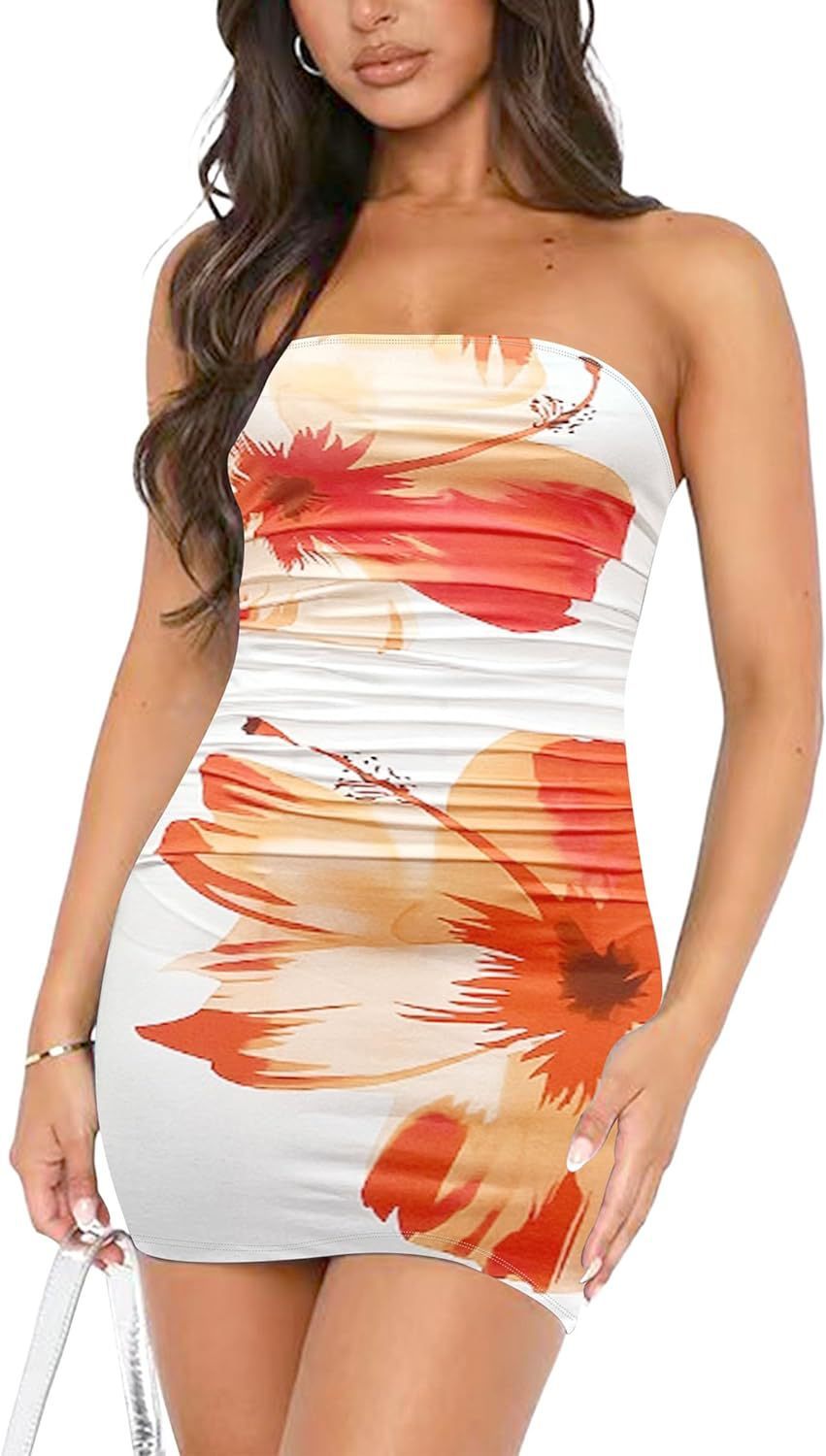 Printed Pleated Pullover Hip Wrap Short Dress