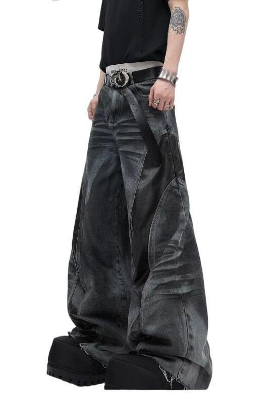 Leather Patchwork Casual Straight Pants