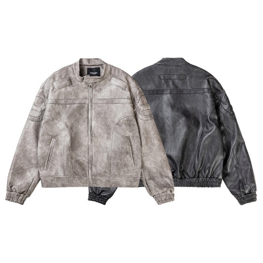 Marbling Pattern Leather Jacket