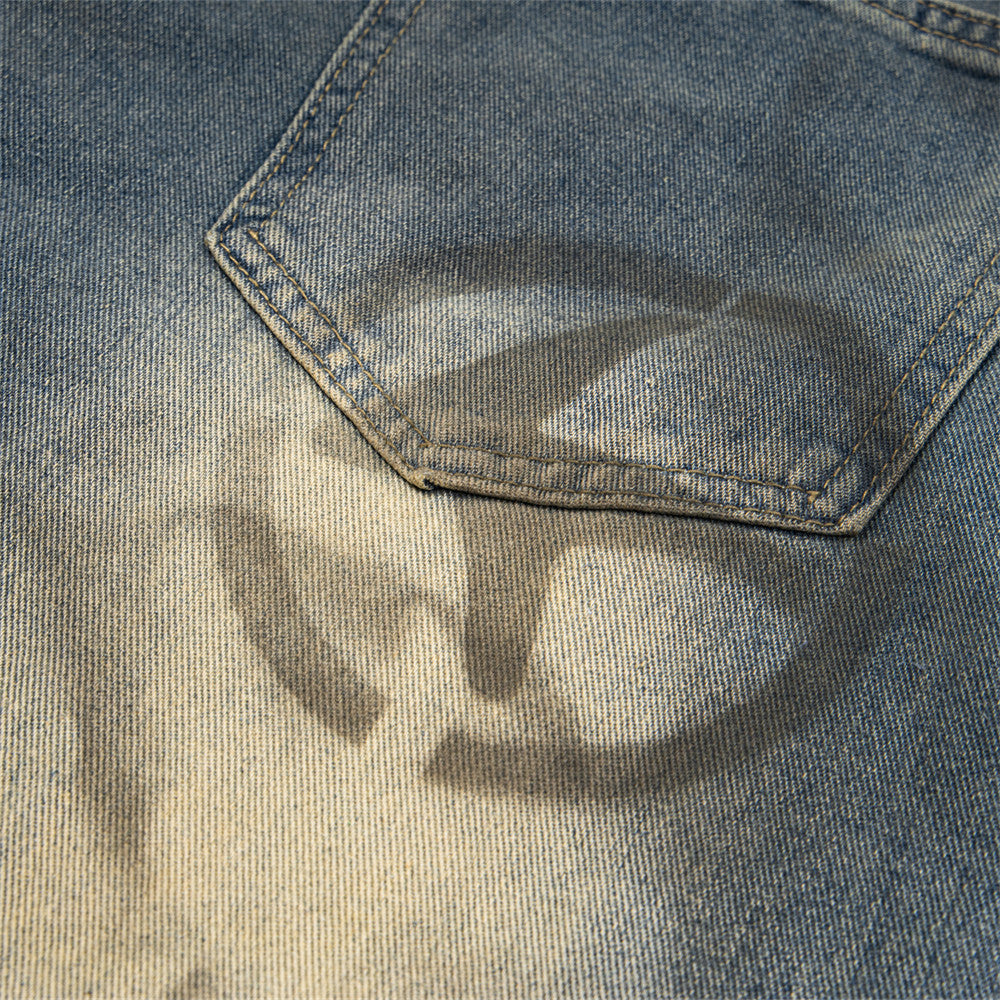 Wide Leg Straight Contrast Jeans
