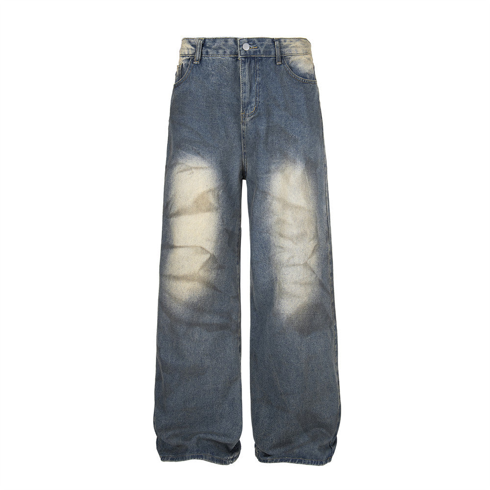 Wide Leg Straight Contrast Jeans