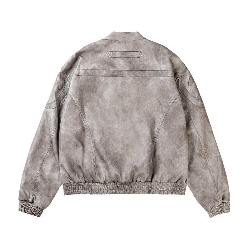 Marbling Pattern Leather Jacket