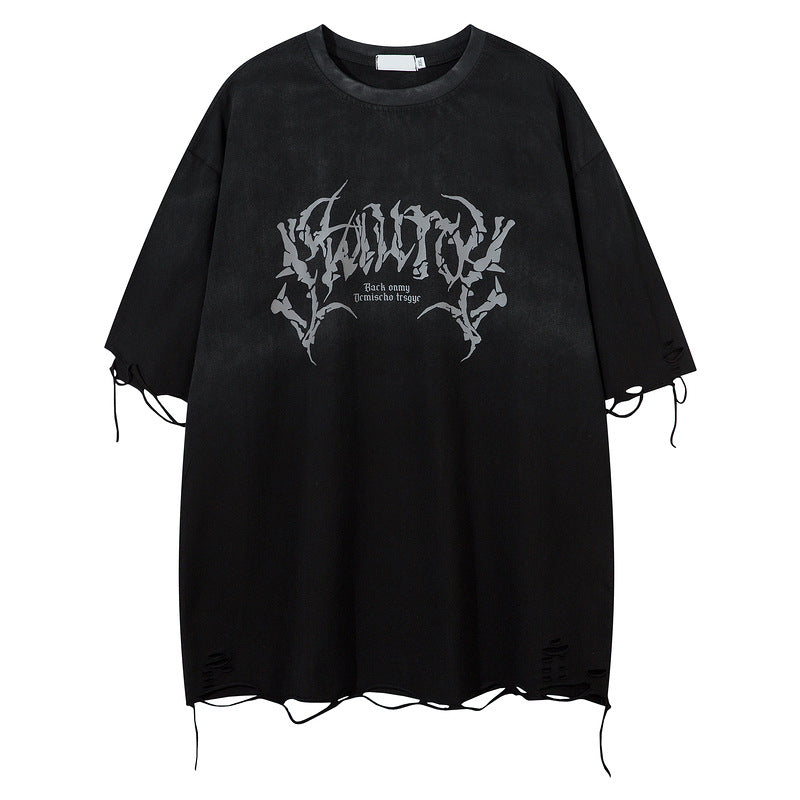 Retro Tattered Half Sleeve T-shirt