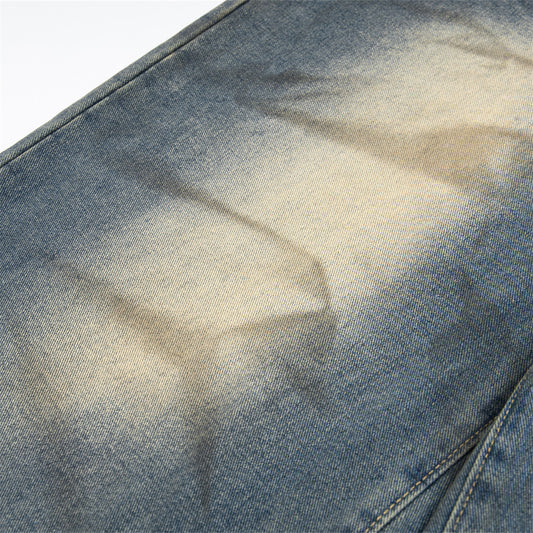 Wide Leg Straight Contrast Jeans