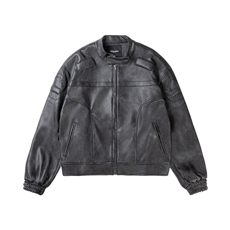Marbling Pattern Leather Jacket