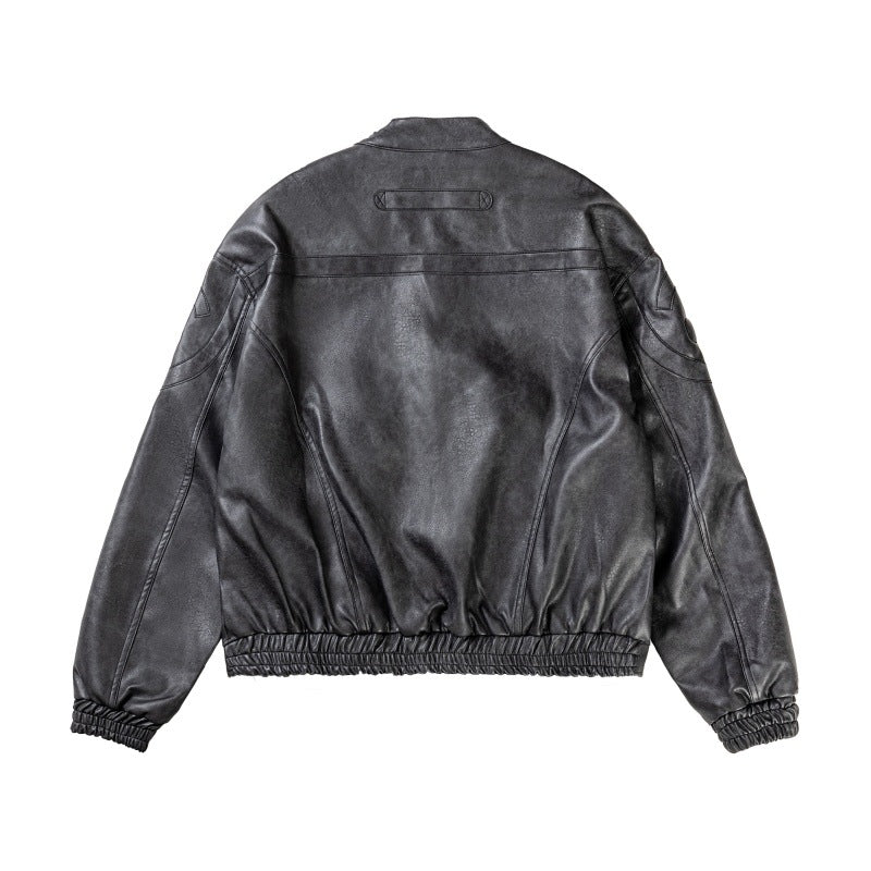 Marbling Pattern Leather Jacket