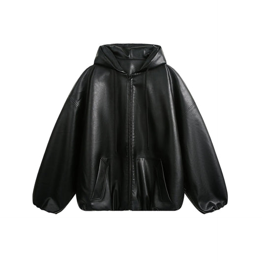 American Retro Hooded Leather Jacket