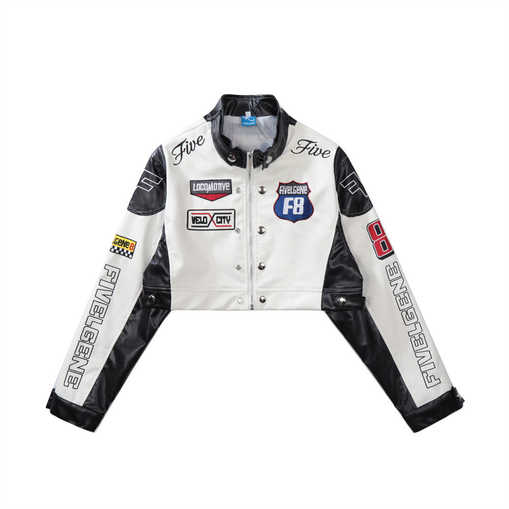 Letter Embroidery Short Jacket