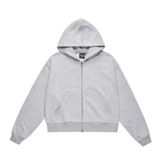 Solid Color Terry Zipper Hoodie