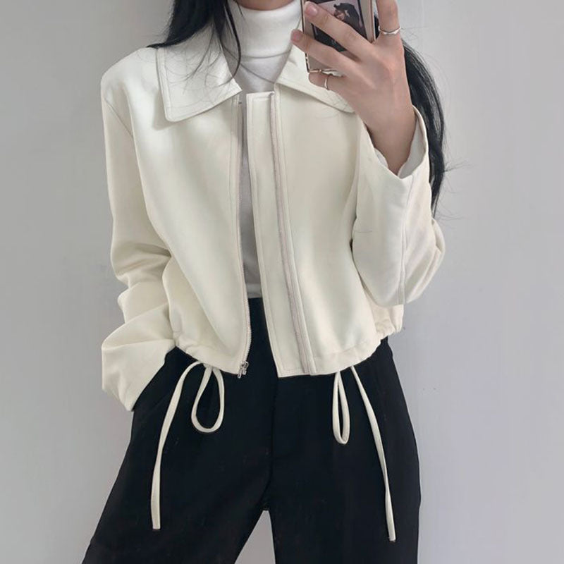 Lapel Zipper Leather Jacket