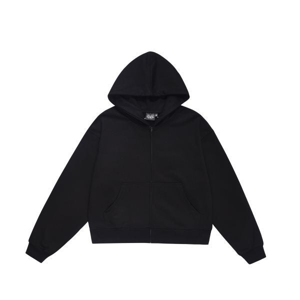 Solid Color Terry Zipper Hoodie