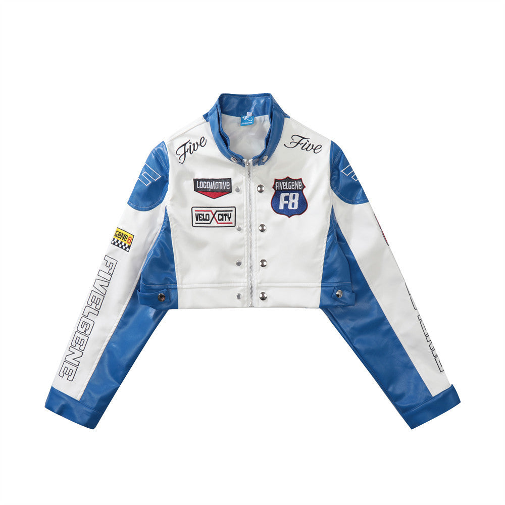 Letter Embroidery Short Jacket
