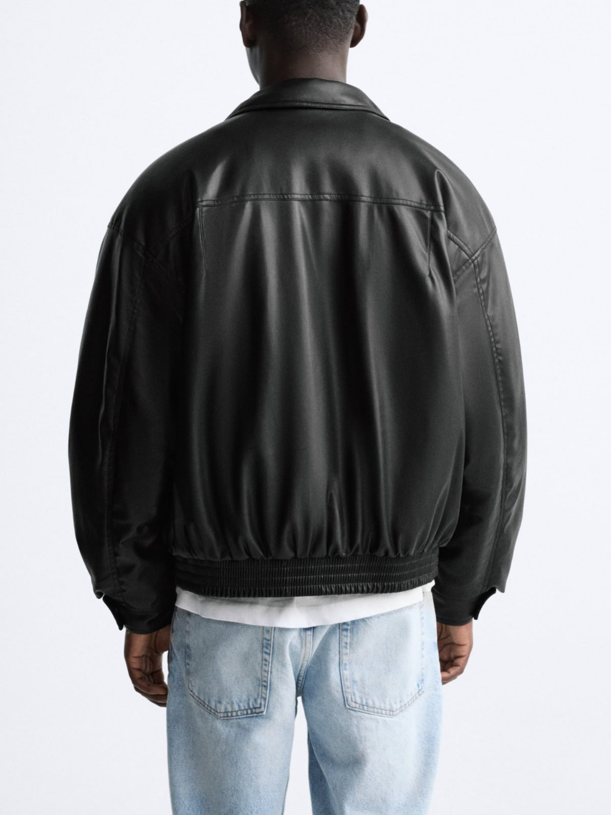 Faux Leather Lapel Jacket