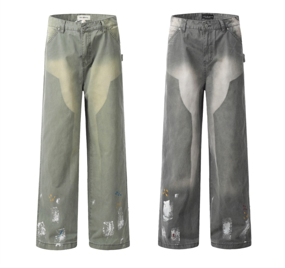 American Retro Washed Splash Ink Straight Cargo Pants