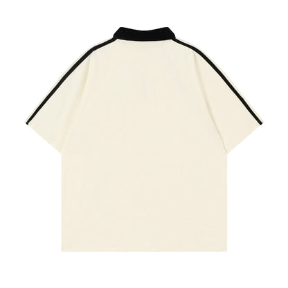 Contrast Color Short-sleeved Cotton Polo Shirt