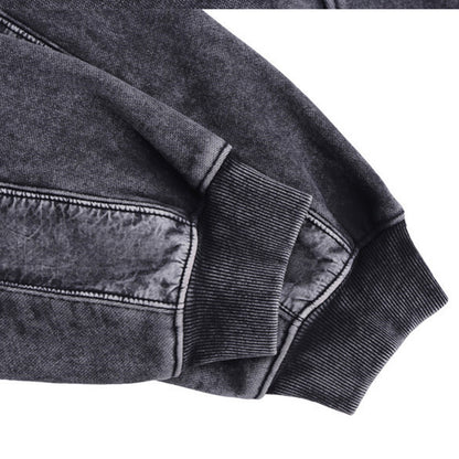 Distressed  Fleece-lined Thickened Pullover Hoodie