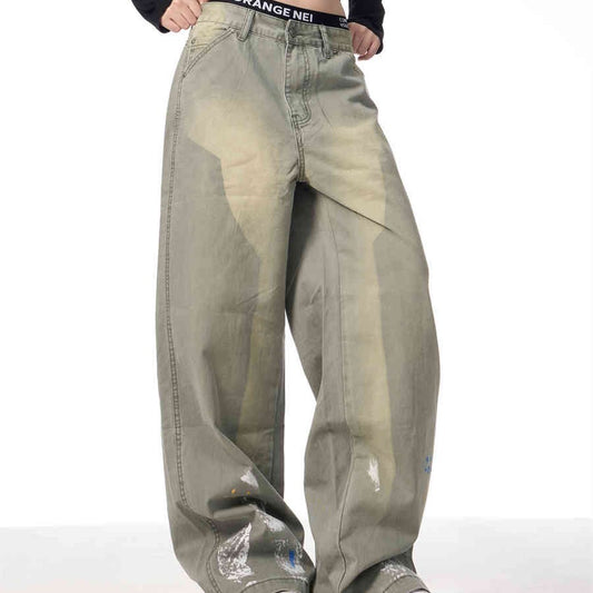 American Retro Washed Splash Ink Straight Cargo Pants