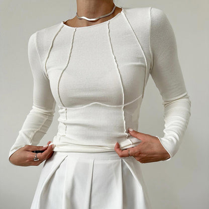 Solid Color Split Thread Knitted Top
