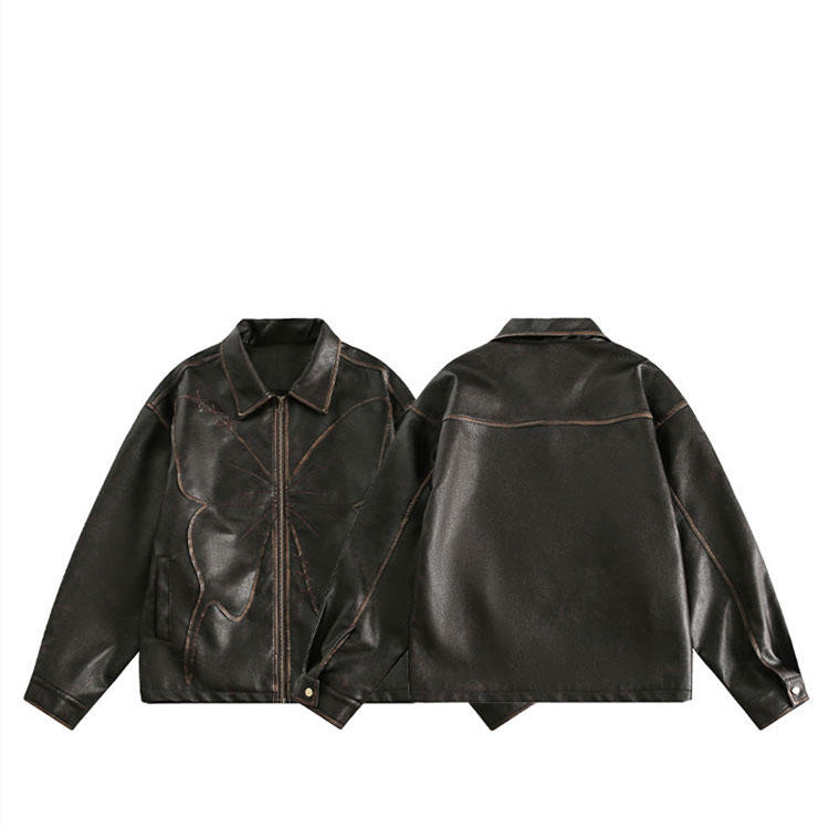 American Retro Butterfly Leather Jacket