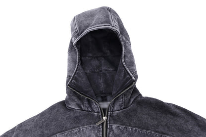 Distressed  Fleece-lined Thickened Pullover Hoodie