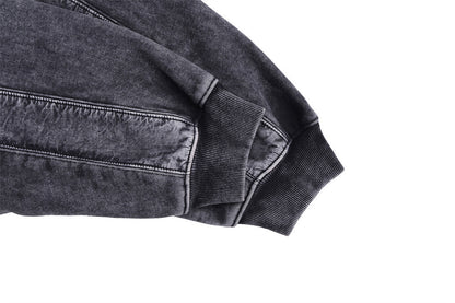 Distressed  Fleece-lined Thickened Pullover Hoodie