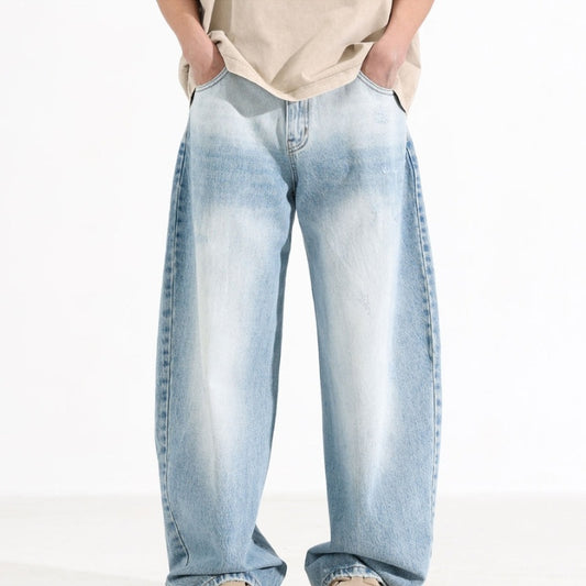 Design Washed Blue & White Machete Jeans
