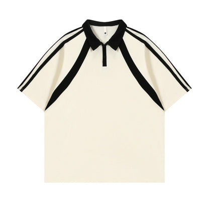 Contrast Color Short-sleeved Cotton Polo Shirt