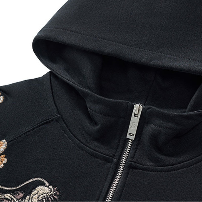 Dragon Embroidery Zipper Hoodie