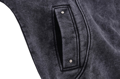 Distressed  Fleece-lined Thickened Pullover Hoodie
