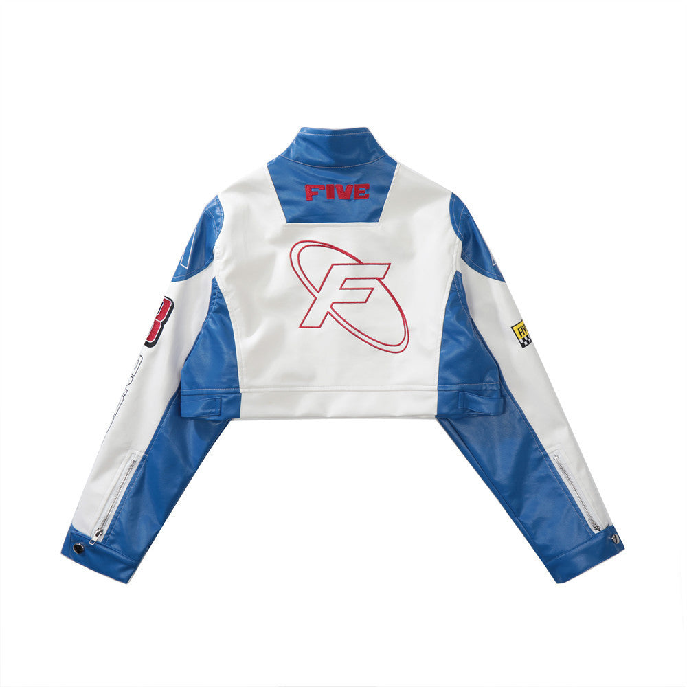Letter Embroidery Short Jacket