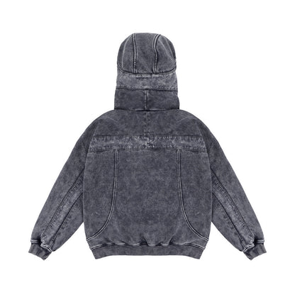 Distressed  Fleece-lined Thickened Pullover Hoodie