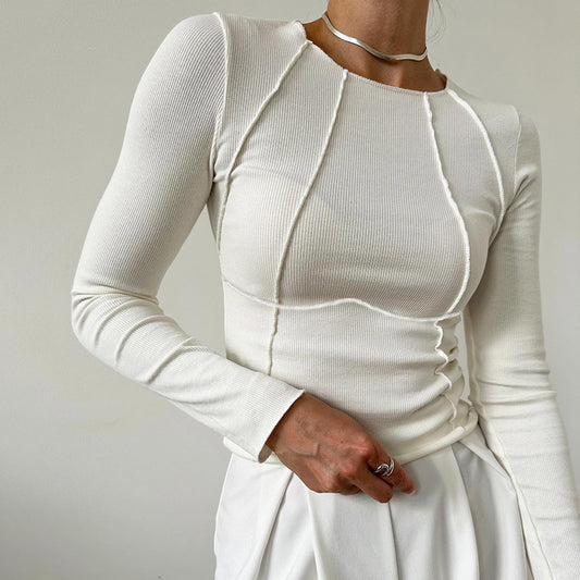 Solid Color Split Thread Knitted Top