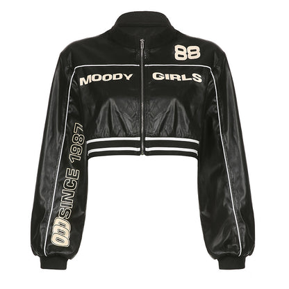 Printed Zipper Locomotive Short Jacket