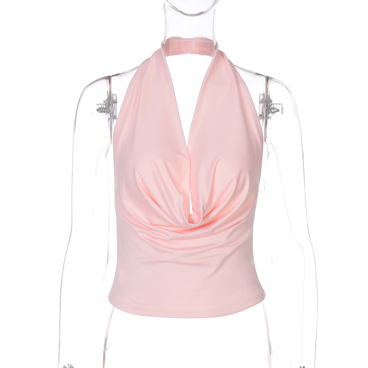 Deep V-neck Backless Halter Top
