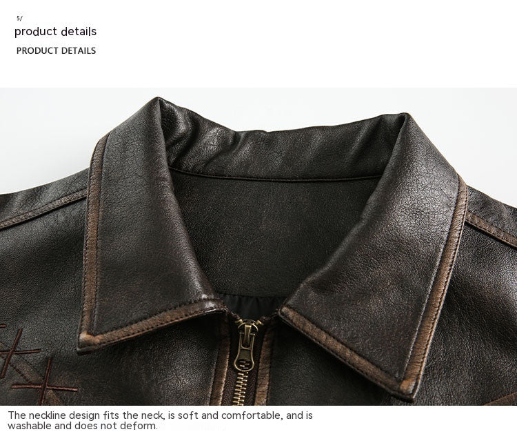 American Retro Butterfly Leather Jacket