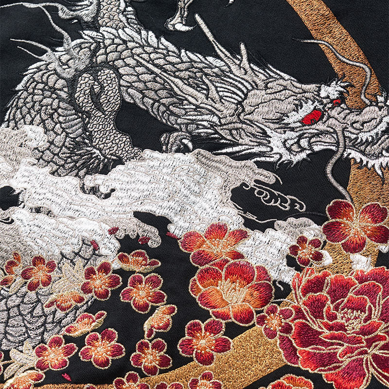 Dragon Embroidery Zipper Hoodie