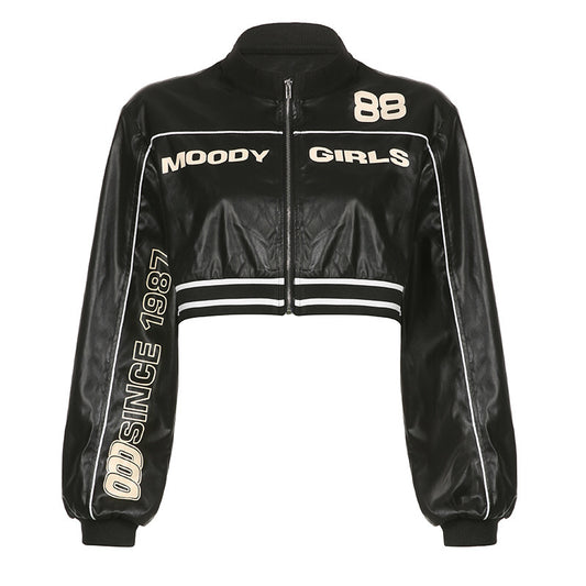 Printed Zipper Locomotive Short Jacket