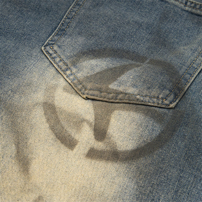 Wide Leg Straight Contrast Jeans