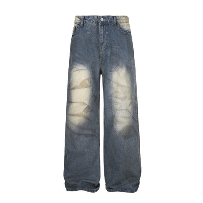 Wide Leg Straight Contrast Jeans