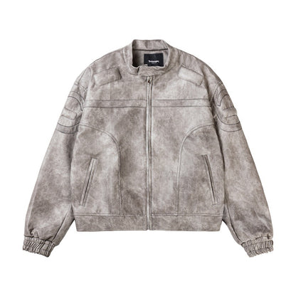 Marbling Pattern Leather Jacket