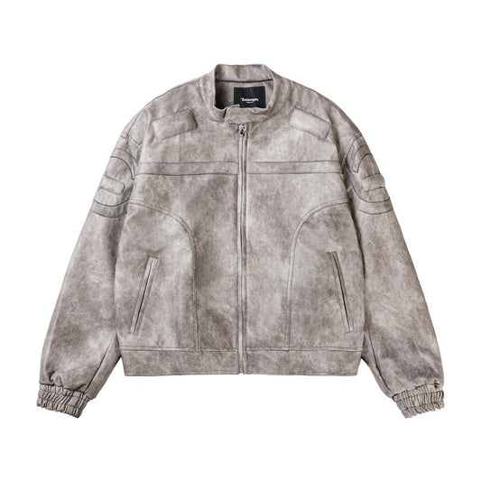 Marbling Pattern Leather Jacket